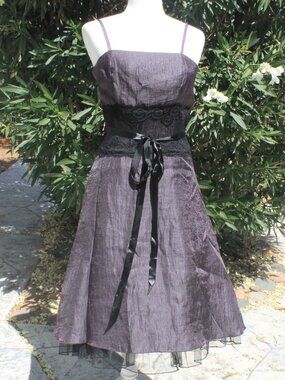 Gregor Women's Dark Gray Cocktail Dress Size 10 Spaghetti Strap A-Line Lace